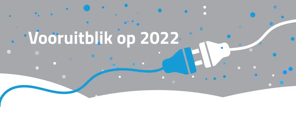 Vooruitblik op 2022 – illustratie van elektriciteitsstekkersverbinding met sneeuweffect, EVH elektrotechniek toekomstvisie